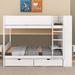 Harriet Bee Javare Twin over Twin Bunk Bed w/ 2 Drawers & Multi-layer Cabinet, Wood in White | 63.4 H x 42.4 W x 77.8 D in | Wayfair