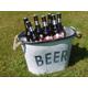 Galvanised Metal Ice Beer Bucket Grey with Rope Handles Garden, Gift For Dad/Brother