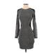 Express Casual Dress - Bodycon Crew Neck 3/4 sleeves: Gray Dresses - Women's Size 2