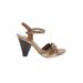 Me Too Heels: Tan Print Shoes - Women's Size 8 1/2 - Open Toe