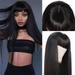 Teissuly Long Straight Wig With Bangs Hair Black Wig For Women Synthetic Natural Wig Daily Wear Party And Cosplay Premium Soft Wig