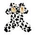 Pet Jumpsuit with Plush Ear Hat Pet Jumpsuit Fashionable Cow Leopard Pattern Dog Overall with Plush Ear Hat Winter Warm Pet Clothing Cute Warm Pet