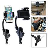 Car Cigarette Lighter Socket Dual USB Charger Cell Phone Mount Holder Universal