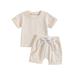 Eyicmarn Toddler Boys 2PCS Shorts Sets Short Sleeve Crewneck Tops and Drawstring Shorts Sets Summer Outfits