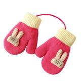 Ruanlalo Gloves 1 Pair 1-6 Years Boys Girls Gloves Cartoon Plush Autumn Winter Infant Two Layers Thickened Warm Knitted Gloves for Outdoor
