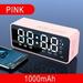 Alarm Clock with Bluetooth Speaker Night Light Digital Alarm Clock with Indoor Temperature Rechargeable Bedside Radio Dual Alarm for Kid Teen Senior Heavy Sleepers Adult Pink