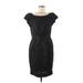 Rachel Roy Casual Dress - Sheath Boatneck Short sleeves: Black Print Dresses - Women's Size 8