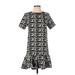 Aqua Casual Dress - Mini Crew Neck Short sleeves: Black Houndstooth Dresses - Women's Size Small