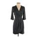 Banana Republic Casual Dress - Wrap: Black Solid Dresses - Women's Size 00 Plus