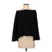 Chelsea28 Pullover Sweater: Open Neckline Off Shoulder Black Color Block Tops - Women's Size Small