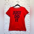 Nike Tops | Nike Women's Size L100% Cotton Crewneck Slim Fit Red Graphic T-Shirt | Color: Red | Size: L