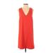 Everly Casual Dress - Shift V-Neck Sleeveless: Orange Solid Dresses - Women's Size Small