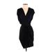 Catherine Malandrino Casual Dress - Wrap V-Neck Short sleeves: Black Print Dresses - Women's Size Small