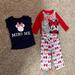 Disney Matching Sets | Euc Disney Minnie Mouse 2t Girl’s Bundle W/Fleece Pj Set & Short-Sleeved Top | Color: Red/White | Size: 2tg