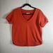 Madewell Tops | Madewell French Terry Sweatshirt Womens Size Xs Short Sleeve V Neck Terracotta | Color: Orange | Size: Xs