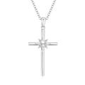 LOCIBLO June Birthstone Necklaces for Women 925 Sterling Silver Cross Pendant White Gold Created Pearl Necklace Birthday Gifts Crucifix Jewellery for Her, 16"+2"