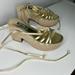Nine West Shoes | Nine West Ankle Wrap Platform | Color: Gold | Size: 6