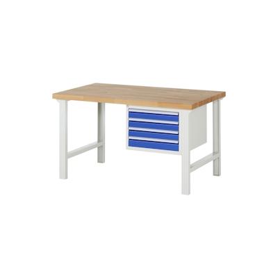 PROREGAL Werkbank Serie 7000 - Modell 7133 | HxBxT 84x150x90cm | 4x Schublade | Schubladenmaße 4x90mm | Lichtgrau | Arbeitstisch Werktisch Image