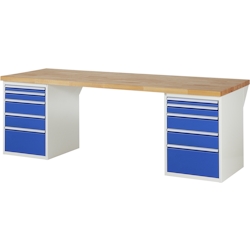 PROREGAL Werkbank Serie 7000 - Modell 7511 | HxBxT 84x250x90cm | 10x Schublade | Schubladenmaße 2x60 + 2x90 + 4x150 + 2x270mm Image