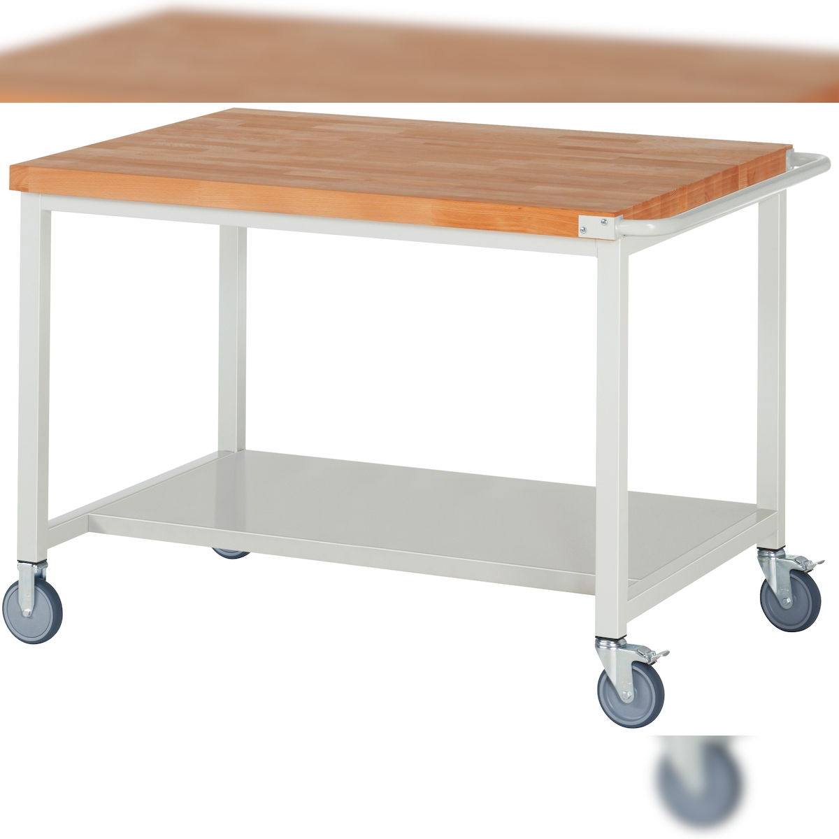 PROREGAL Fahrbare Werkbank 8000 - Modell 8000 | HxBxT 88x125x90cm | mit Ablageboden | Lichtgrau | Arbeitstisch Werktisch Image