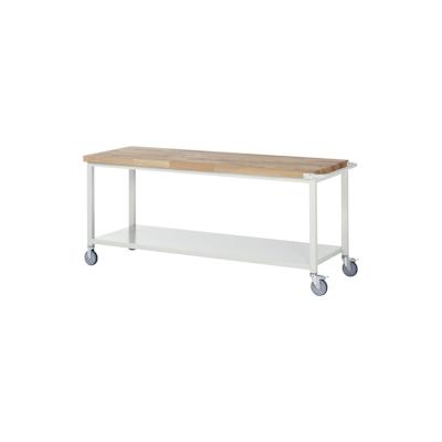 PROREGAL Fahrbare Werkbank 8000 - Modell 8000 | HxBxT 88x200x70cm | mit Ablageboden | Lichtgrau | Arbeitstisch Werktisch Image