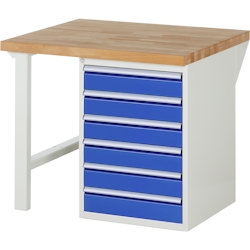 PROREGAL Werkbank Serie 7000 - Modell 7516 | HxBxT 89x100x90cm | 6x Schublade | Schubladenmaße 6x120mm | Lichtgrau | Arbeitstisch Werktisch Image