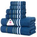 CASA COPENHAGEN Exotic 6 Piece Towel Set - Navy Blue 525gsm 2 Bath Towels, 2 Hand Towels, 2 Washcloths in Soft Egyptian Cotton for Bathroom, Kitchen and Shower