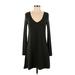 Express Casual Dress - A-Line V Neck Long sleeves: Black Print Dresses - Women's Size X-Small