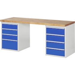 PROREGAL Werkbank Serie 7000 - Modell 7820 | HxBxT 84x200x70cm | 8x Schublade | Schubladenmaße 3x150 + 4x180 + 1x270mm Image