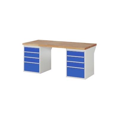 PROREGAL Werkbank Serie 7000 - Modell 7510 | HxBxT 84x200x90cm | 8x Schublade | Schubladenmaße 6x150 + 2x270mm | Lichtgrau | Arbeitstisch Werktisch Image