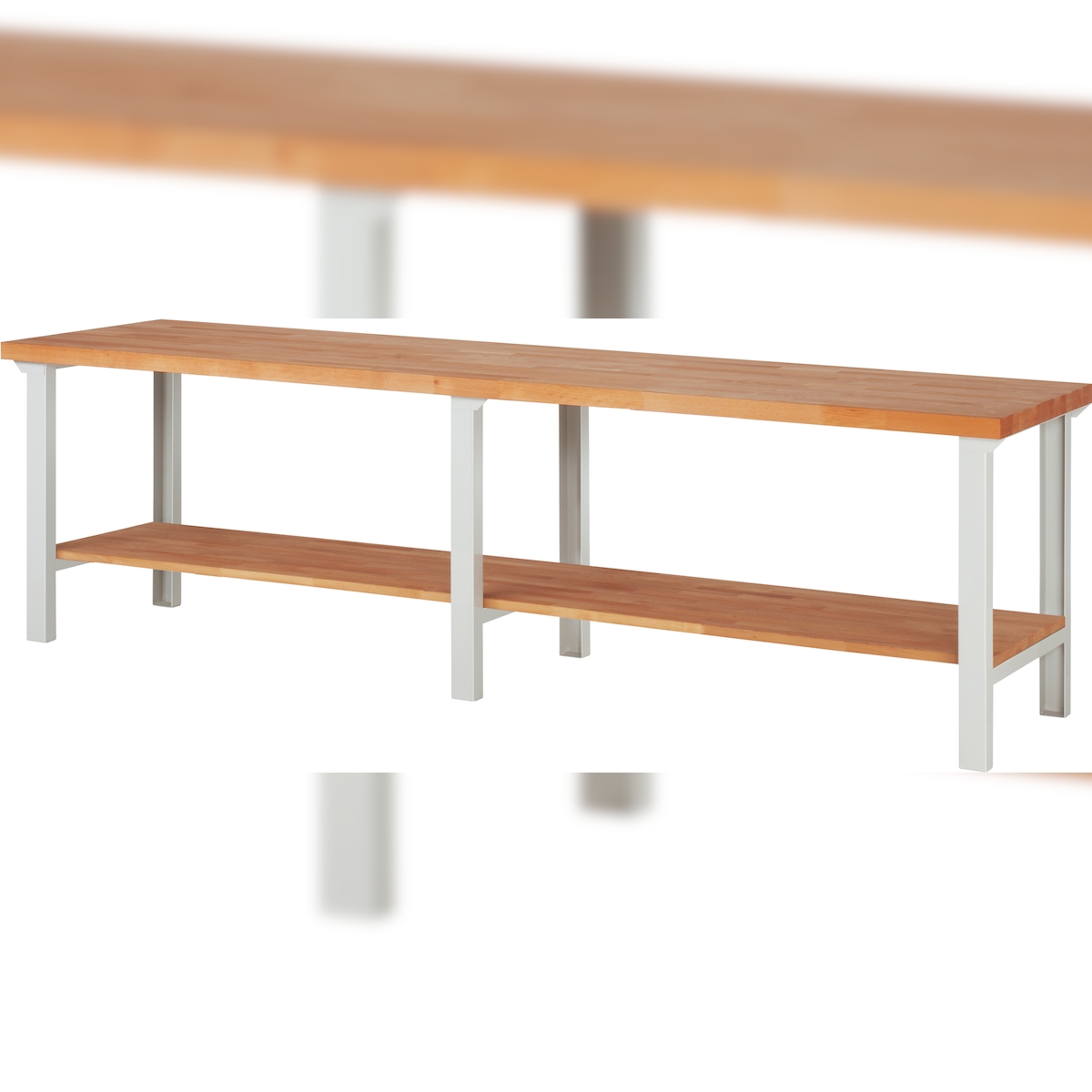 PROREGAL Werkbank Serie 7000 - Modell 7000 | HxBxT 84x300x70cm | mit Ablageboden | Lichtgrau | Arbeitstisch Werktisch Image