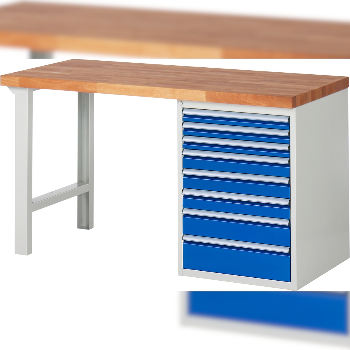 PROREGAL Werkbank Serie 7000 - Modell 7519 | HxBxT 84x150x70cm | 8x Schublade | Schubladenmaße 3x60 + 3x90 + 1x120 + 1x150mm Image