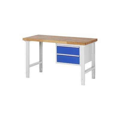 PROREGAL Werkbank Serie 7000 - Modell 7125 | HxBxT 79-114x150x70cm | 2x Schublade | Schubladenmaße 2x180mm | Lichtgrau | Arbeitstisch Werktisch Image