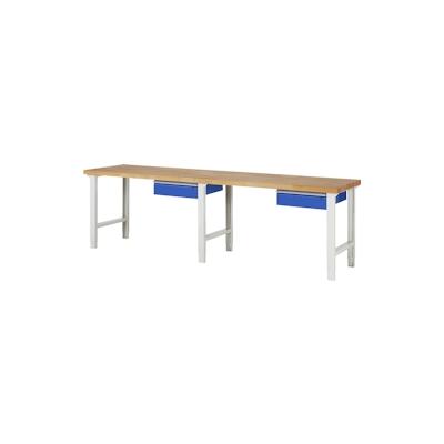PROREGAL Werkbank Serie 7000 - Modell 7001 | HxBxT 79-114x300x70cm | 2x Schublade | Schubladenmaße 2x150mm | Lichtgrau | Arbeitstisch Werktisch Image