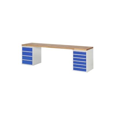PROREGAL Werkbank Serie 7000 - Modell 7821 | HxBxT 89x300x90cm | 10x Schublade | Schubladenmaße 6x120 + 4x180mm | Lichtgrau | Arbeitstisch Werktisch Image