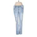 Aeropostale Jeggings - Low Rise Skinny Leg Boyfriend: Blue Bottoms - Women's Size 2 - Distressed Wash