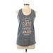 Instant Message Tank Top Gray Graphic Scoop Neck Tops - Women's Size Large