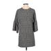 Zara TRF Casual Dress - Shift Crew Neck 3/4 sleeves: Gray Plaid Dresses - Women's Size Small