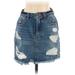 Forever 21 Denim Mini Skirt Mini: Blue Print Bottoms - Women's Size Small