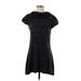 Language Los Angeles Casual Dress - A-Line Crew Neck Short sleeves: Black Dresses - Women's Size Medium