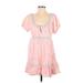 Lulus Casual Dress - A-Line Tie Neck Short sleeves: Pink Dresses - New - Women's Size X-Small