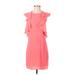 BCBGMAXAZRIA Casual Dress - Shift Crew Neck Sleeveless: Pink Print Dresses - Women's Size 2X-Small