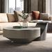 Orren Ellis Italian modern simple light luxury rock table round size combination w/ drawer Wood/Metal in Gray | Wayfair