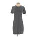 Theory Casual Dress - Shift Crew Neck Short sleeves: Gray Stripes Dresses - Women's Size Small