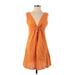 Shein Casual Dress - Mini Plunge Sleeveless: Orange Print Dresses - Women's Size 2