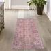 Pink 2'7" x 12' Area Rug - Langley Street® Gwaltney Floral Machine Made Power Loom Chenille Area Rug in Chenille | Wayfair
