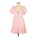 Lulus Casual Dress - Mini Tie Neck Short sleeves: Pink Dresses - New - Women's Size X-Small