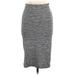 Trafaluc by Zara Casual Midi Skirt Calf Length: Gray Tweed Bottoms - Women's Size Large