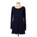 Sun & Moon Casual Dress - A-Line Scoop Neck Long sleeves: Blue Print Dresses - Women's Size Large