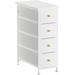 Ebern Designs Narrow Dresser for Bathroom Bedroom Storage Organizer Closet Dresser Toy Chest 4 Drawer Wood/Metal in White | Wayfair